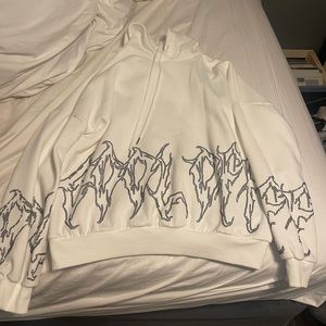 white and black rhinestone hoodie